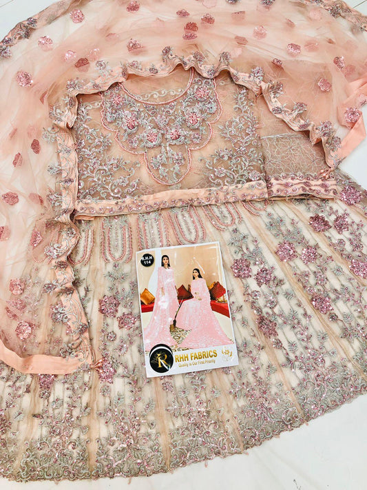 NET PEACH PINK MAKSI 114 - SR FABRICS