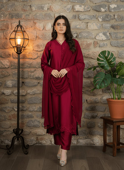 MAHROON 004 ZINDA SILK PRET