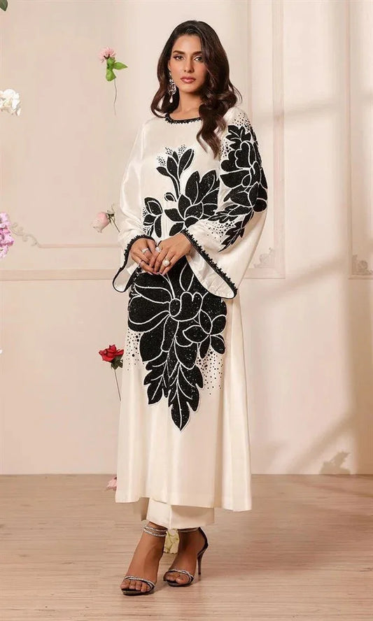 NOMI ANSARI WHITE SILK DRESS - SR FABRICS