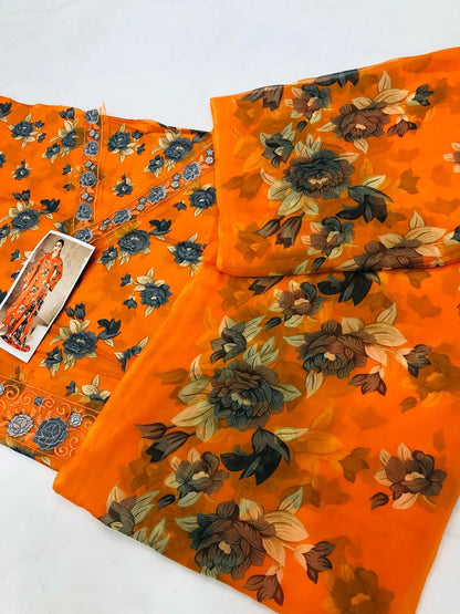 ORANGE LL DIGITAL LAWN - SR FABRICS