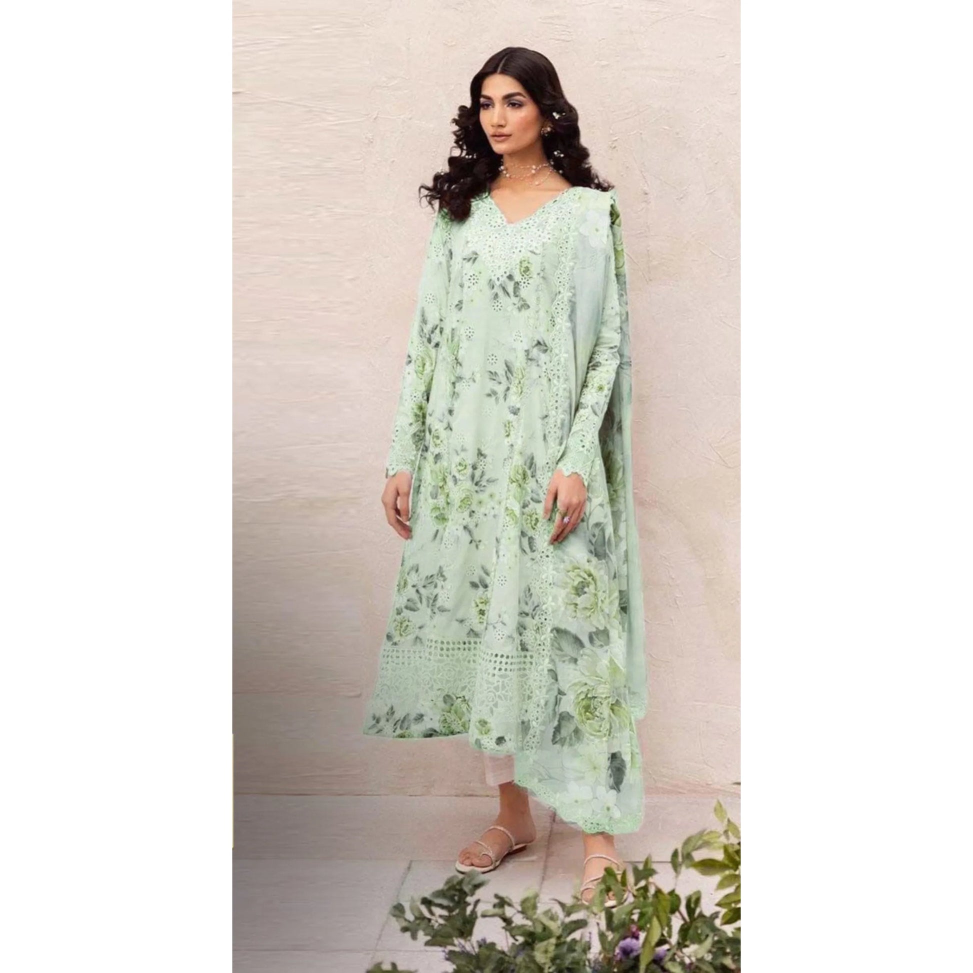 PISTA GREEN CHICKEN KARI LAWN - SR FABRICS