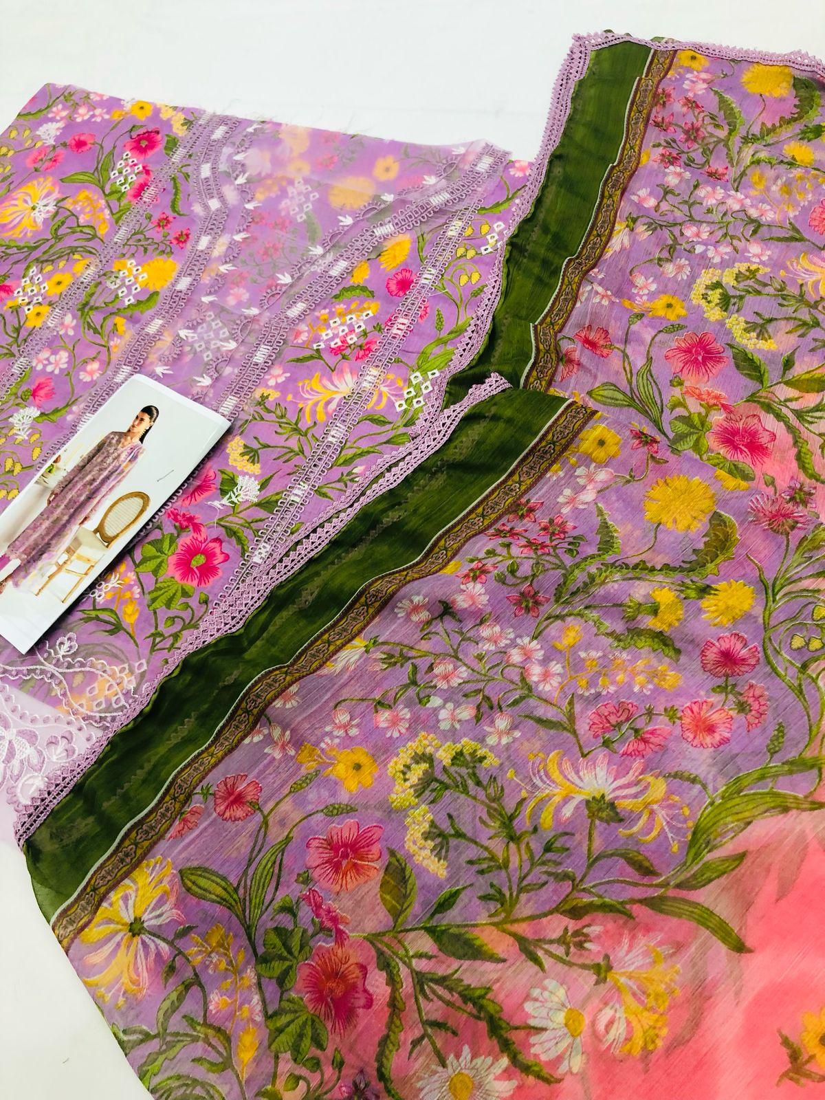 QALAMKAR LILAC CHICKEN KARI LAWN - SR FABRICS
