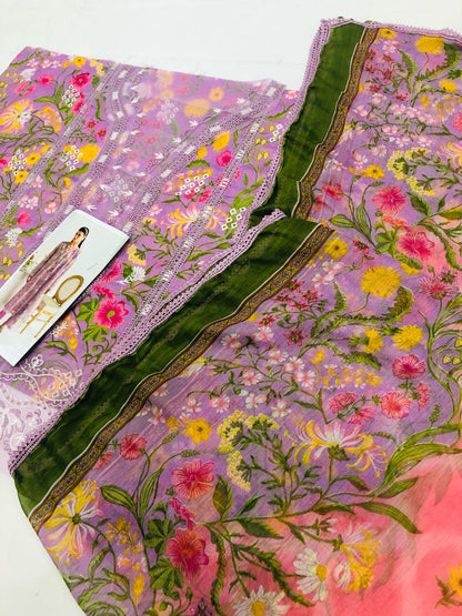 QALAMKAR LILAC CHICKEN KARI LAWN - SR FABRICS