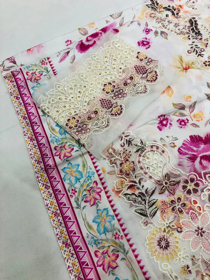 RAMSHA OFF - WHITE DIGITAL LAWN - SR FABRICS