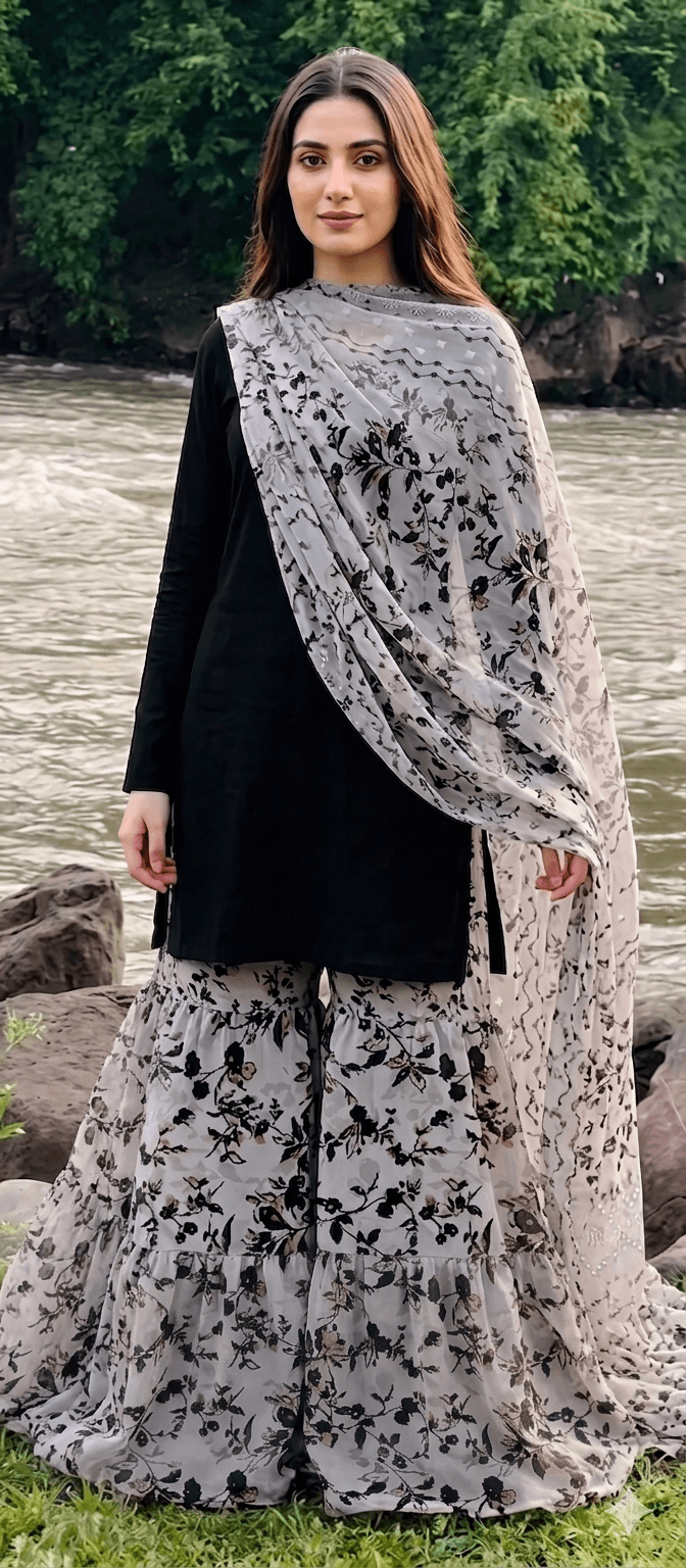 SWISS LAWN DRESS WITH GARARA 3PC (UNSTITCHED)