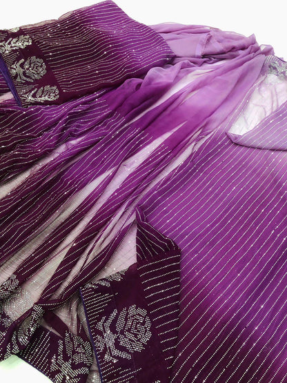 THREE TONE SAREE LILAC - SR FABRICS