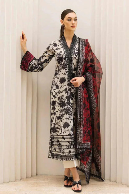 ZAINAB CHOTTANI RED DUPATTA LAWN - SR FABRICS