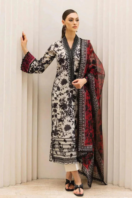 ZAINAB CHOTTANI RED DUPATTA LAWN - SR FABRICS