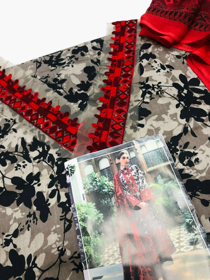 ZC BEIGE BLACK LAWN - SR FABRICS
