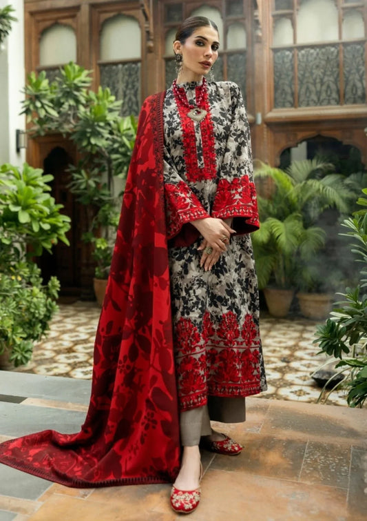 ZC BEIGE BLACK LAWN - SR FABRICS