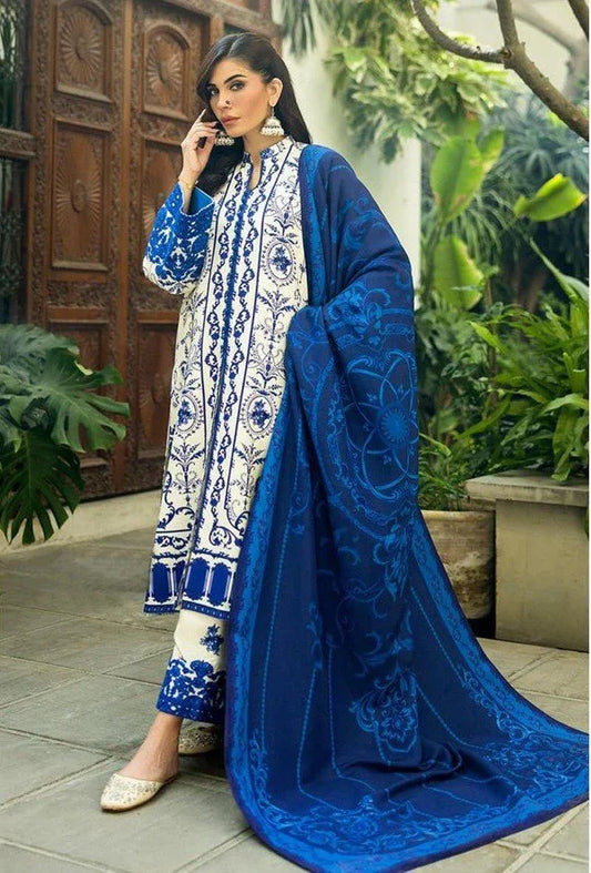 ZC ICE BLUE LAWN DUPATTA - SR FABRICS